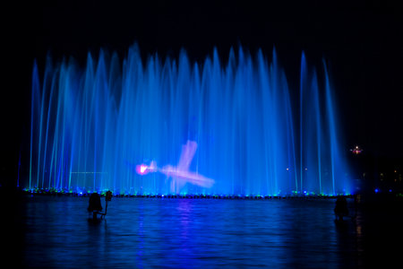 Music fountain at nightのeditorial素材
