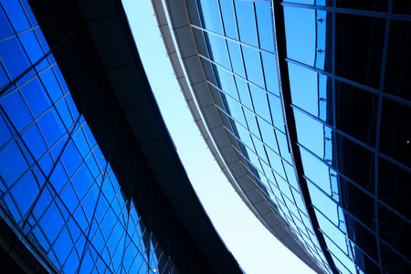 Glass curtain wall of modern office buildingのeditorial素材
