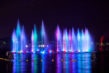 Music fountain at nightのeditorial素材