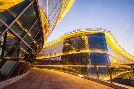 Modern architecture glass curtain wallのeditorial素材