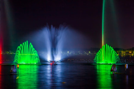 Music fountain at nightのeditorial素材