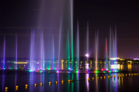Music fountain at nightのeditorial素材