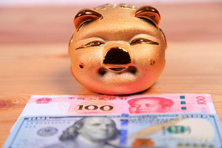 dollar and RMBの写真素材