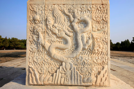 The ancient Chinese stone carvingのeditorial素材