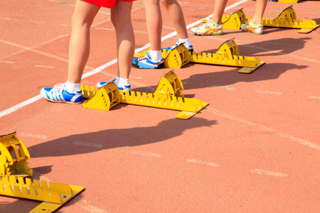 the athlete sprint startのeditorial素材