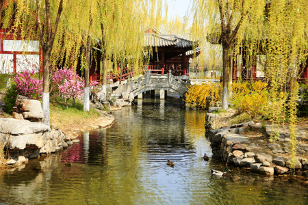 Ancient Chinese pavilion at gardenの写真素材