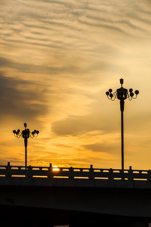 The street lamps view during eveningの写真素材