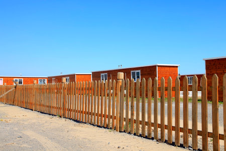 wooden houses landscape viewのeditorial素材