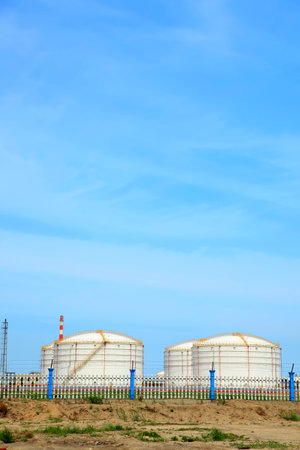 Landscape view of a chemical plant under the blue skyのeditorial素材