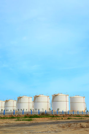 Landscape view of a chemical plant under the blue skyのeditorial素材