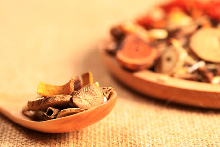 Chinese herbal medicine close up viewの写真素材