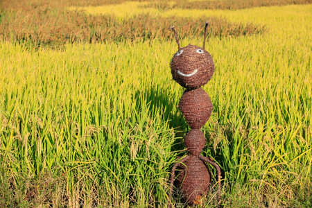 Ant sculpture in the paddy fieldの写真素材