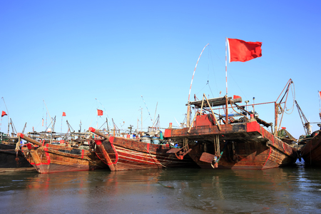 Fishing boats in the harbourの写真素材