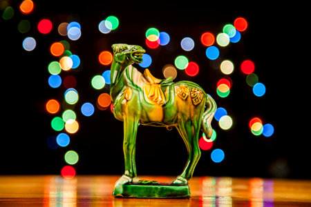 tri-coloured glazed pottery of the Tang Dynasty?Tang sancai glaze horsesのeditorial素材