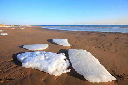 The seaside scenery in winter