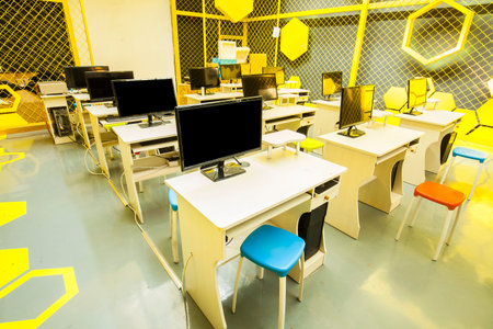 Computer classroom, Internet cafe.のeditorial素材