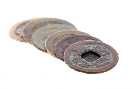 Chinese ancient copper coinsの写真素材