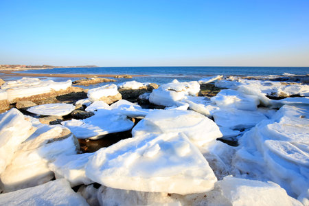 The seaside scenery  in winter