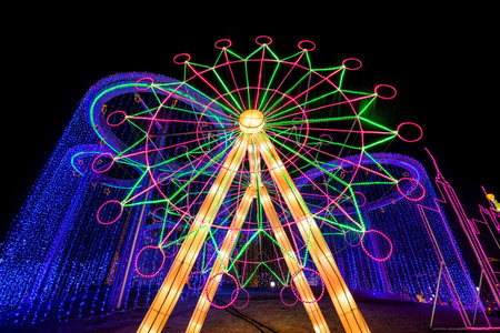 Chinese festive lantern at nightのeditorial素材