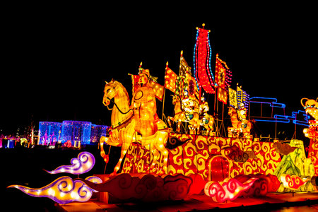 Chinese festive lantern at nightのeditorial素材