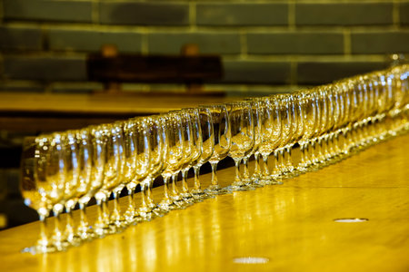crystal glasses on the bar