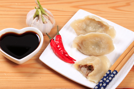 Chinese dumplings for dinner. Traditional Chinese cuisineの写真素材