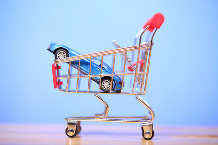 The car model in the shopping cartの写真素材