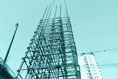 Steel grid on the construction site