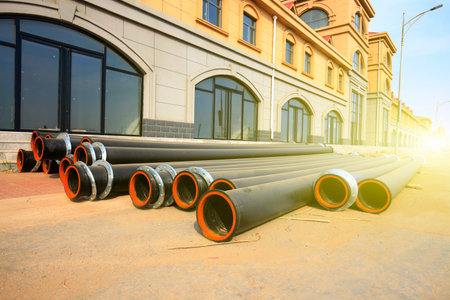The drainage pipe is at the construction site