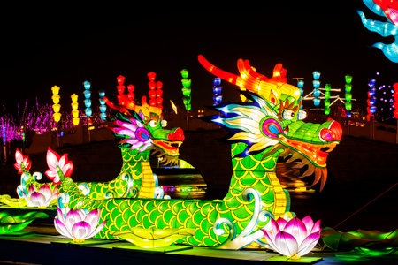 dragon at chinese lantern festivalのeditorial素材