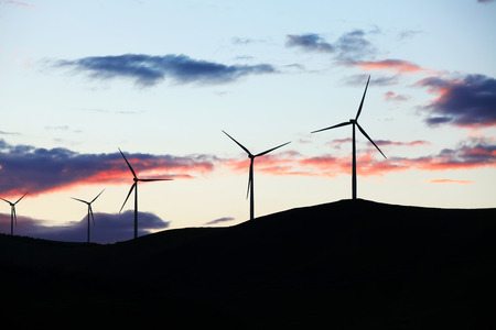 In the evening wind power towerの写真素材