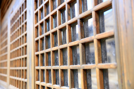 Windows of ancient Chinese architecture, close-up