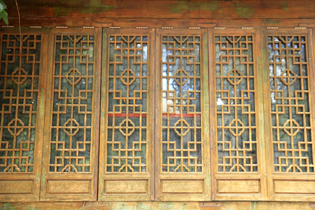 Windows of ancient Chinese architecture, close-upの写真素材