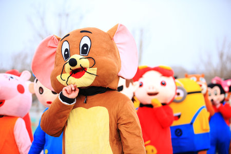 People wearing cartoon masks, very cuteのeditorial素材