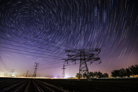 Pylon and trajectory of the starsの写真素材