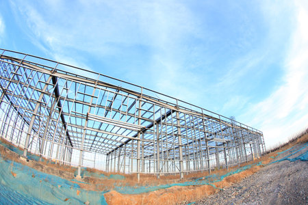 In the construction site, steel structure is under construction