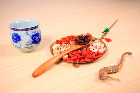 Traditional Chinese medicine, Studio shooting, close-upの写真素材