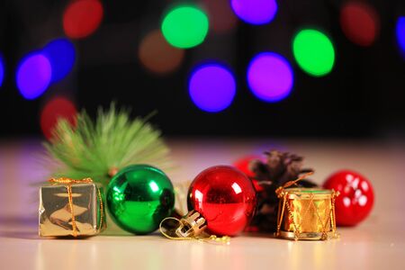 Christmas ornaments and light color backgroundの写真素材