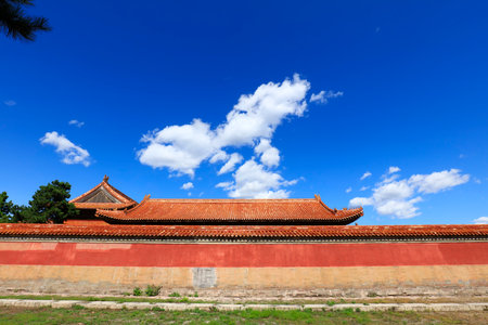 Ancient Chinese architecture under the blue skyのeditorial素材
