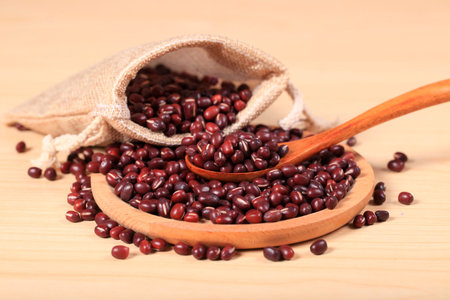 The red beans are in the bagの写真素材