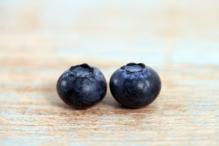 Fresh blueberries are on the table