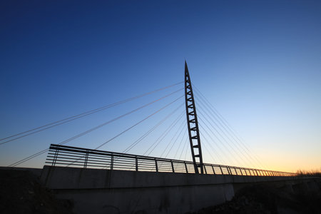 Suspension bridge in the evening