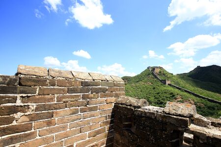 The Great Wall is under the blue sky and white cloudsの写真素材