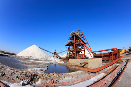 Sea salt production. machinery for the treatment of the salt, Salt production equipment, The...