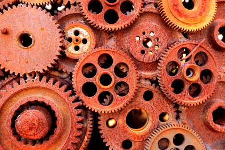 Rusty gears, rusty gears lined up
