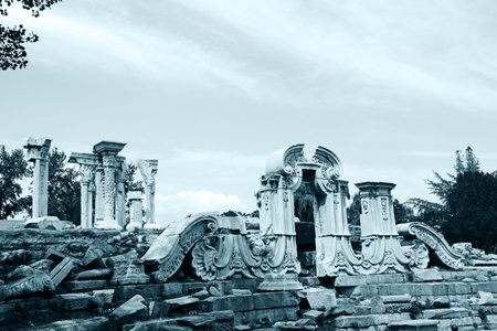 China's Imperial Gardens, China's Old Summer Palace, the ruins of the Old Summer Palaceのeditorial素材