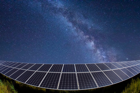 Solar photovoltaic panels and the Milky Way, Solar photovoltaic panels at night