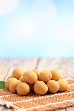 Longan on the wooden tableの写真素材