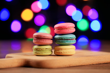 Macarons in every color, Colorful light background of macarons