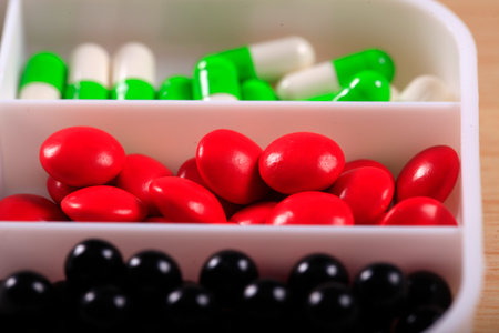 Close up of capsules. Different kind of medicinesの写真素材